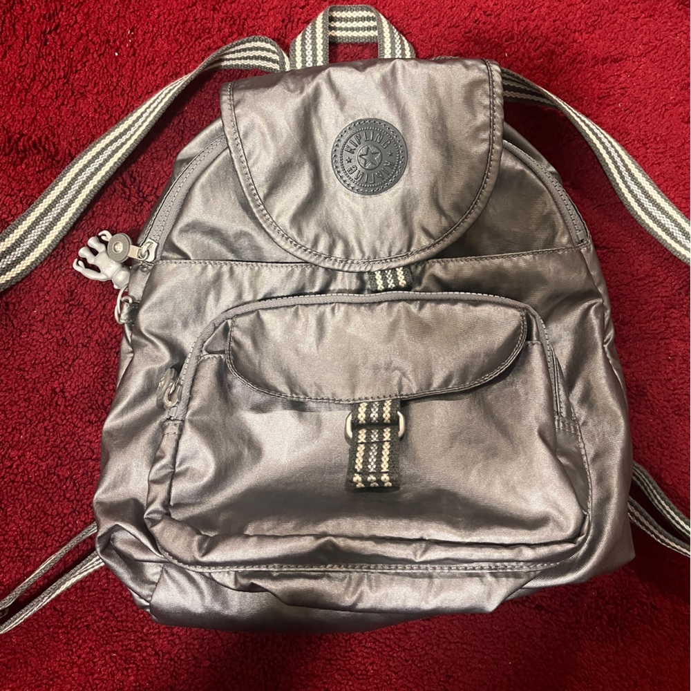 Metallic gray limited edition kipling mini backpack